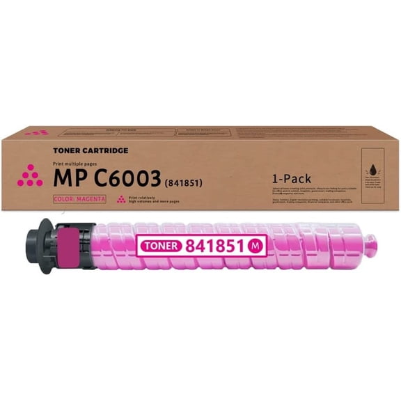 Compatible 841851 Toner Cartridge Replacement for Ricoh Aficio MP C4503 C5503 C6003 Lanier MP C4503 C5503 C6003 Savin MP C4503 C5503 C6003 Printe MP C6003 Toner Cartridge(1 Pack, Magenta)