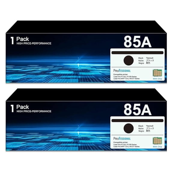 Compatible 85A CE285A Black Toner Cartridge with Chip (2-Pack) Replacement for CE285A 85A Toner Cartridge Works with Laser Pro P1102, P1109 Series, Laser Pro MFP M1212, M1217 Series Printer