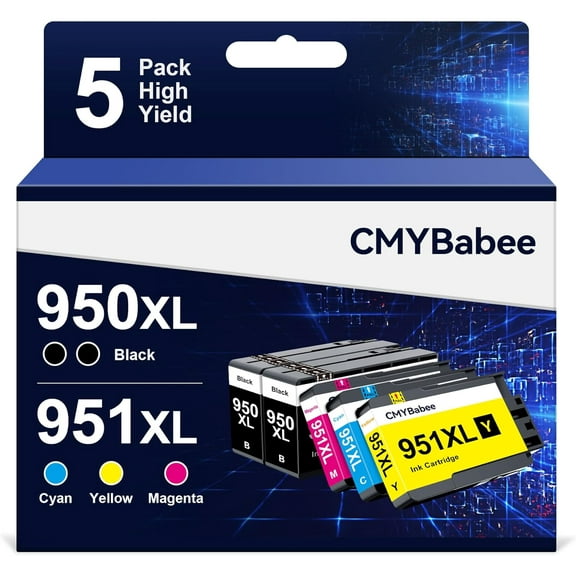 Compatible 950XL and 951XL Ink Cartridges Combo Pack Replacement for HP OfficeJet Pro 8600 8610 8615 8620 8625 8630 8100 276dw 251dw Printer (2 Black, 1 Cyan, 1 Magenta, 1 Yellow, 5-Pack)