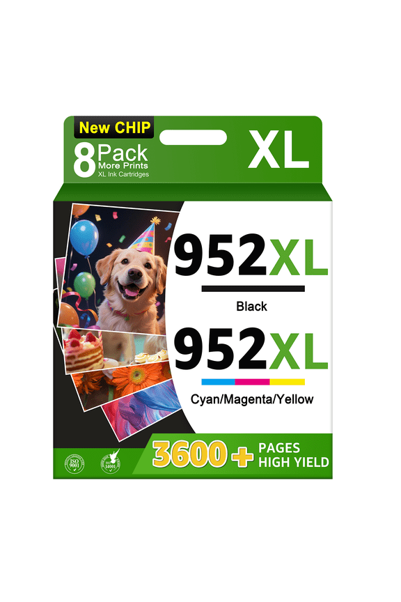 Compatible for 952XL Ink Cartridges Combo Pack High Yield Black & Color 952XL Printer Ink Cartridge Compatible with OfficeJet Pro 8710 8720 8740 7740 8210 Printers 8 Pack