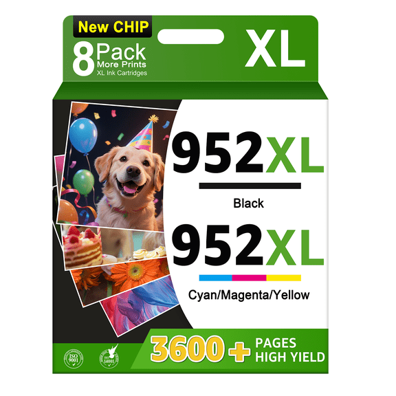 Compatible for 952XL Ink Cartridges Combo Pack High Yield Black & Color 952XL Printer Ink Cartridge Compatible with OfficeJet Pro 8710 8720 8740 7740 8210 Printers 8 Pack