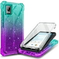 thumbnail image 1 of Compatible For AT&T Vista 2023 Case (6812D / WTATTRW2) Case with Built-In Screen Protector, Nagebee Full-Body Protective Shockproof Rugged Bumper Impact Resist Durable Phone Cover (Aqua/Purple), 1 of 6