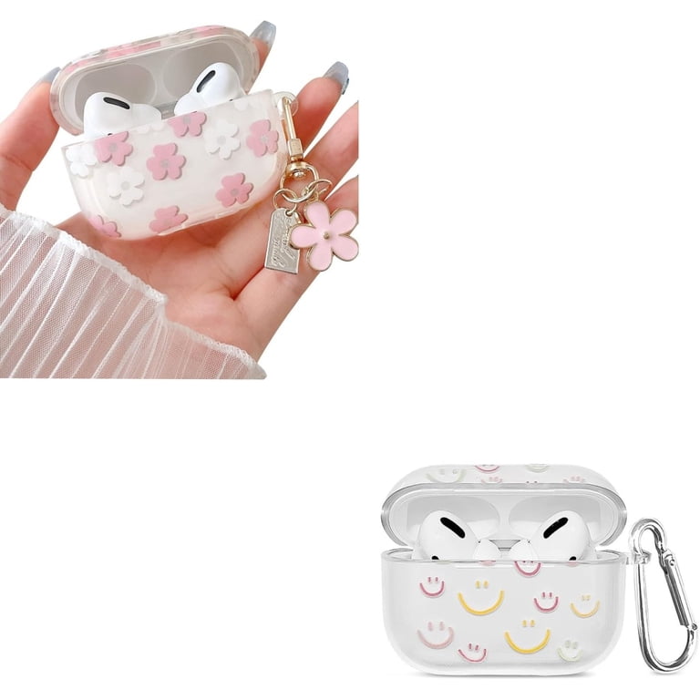 Compatible with AirPod Pro Clear Case,Cute Flower and Doodle
