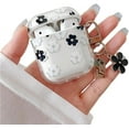 thumbnail image 1 of Compatible with AirPods 1/2 Clear Case,Cute Cartoon Flower Pattern Design with Floral Keychain, Soft TPU Protective Shockproof Case for AirPod 1&2 for Girls Women-Black, 1 of 13