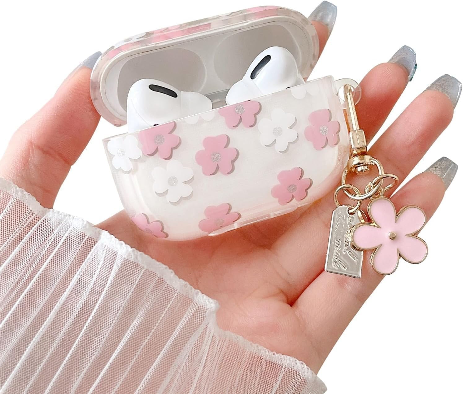 Compatible with Airpods pro 2 Clear Case,Cute Cartoon Flower