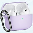 thumbnail image 1 of Compatible with AirPods Pro 2 Case-Cover (2022) & 1st Liquid Silicone Soft Case for AirPods Pro 2nd Generation Shock-absorbing Protective Case Visible LED Front Cover with Carabiner-Purple, 1 of 5