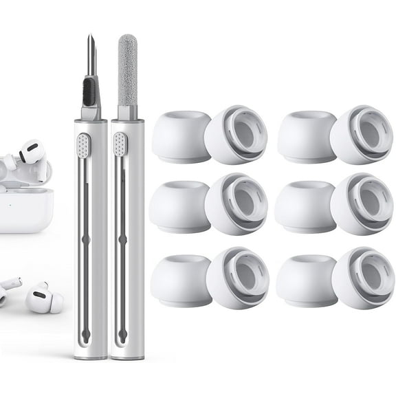 Compatible with AirPods Pro 2nd/1st Generation Replacement Ear Tips,with Noise Reduction Hole & Built-in dust Guard Screen,for USB-C Charging Case with Cleaner kit -4 Sizes (XS/S/M/L)