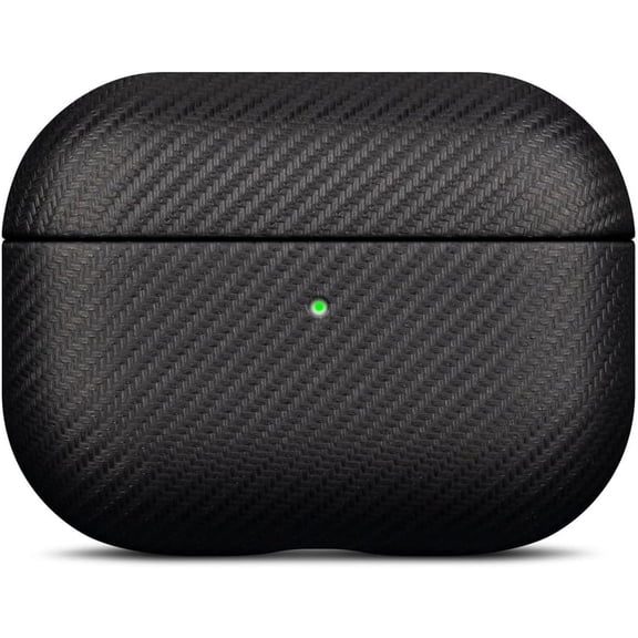 Compatible with AirPods Pro 3rd Generation Case Cover (Not for Pro 2nd Gen), Made of Vegan Leather, Carbon Fiber Style, Protective Hard Shell Cover for AirPods Pro 3 - Black