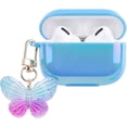 thumbnail image 1 of Compatible with AirPods Pro Case Cover,Butterfly Colorful Cute Luxury Plating for AirPod Case with Keychain Soft TPU Protective Case for Women Girls Design for AirPods Pro,Blue, 1 of 12