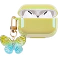 thumbnail image 1 of Compatible with AirPods Pro Case Cover,Butterfly Colorful Cute Luxury Plating for AirPod Case with Keychain Soft TPU Protective Case for Women Girls Design for AirPods Pro,Green, 1 of 11