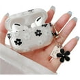 thumbnail image 1 of Compatible with AirPods Pro Clear Case,Cute Cartoon Flower Pattern Design with Floral Keychain, Soft TPU Protective Shockproof Case for AirPod Pro for Girls Women-Black, 1 of 12