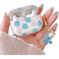 thumbnail image 1 of Compatible with AirPods Pro Clear Case,Cute Cartoon Flower Pattern Design with Floral Keychain, Soft TPU Protective Shockproof Case for AirPod Pro for Girls Women-Blue, 1 of 12