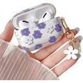 thumbnail image 1 of Compatible with AirPods Pro Clear Case,Cute Cartoon Flower Pattern Design with Floral Keychain, Soft TPU Protective Shockproof Case for AirPod Pro for Girls Women-Purple, 1 of 12