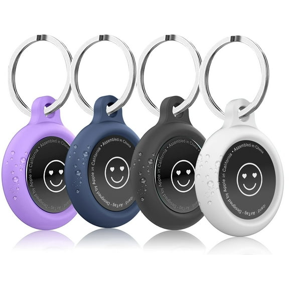 Compatible with AirTag Case Keychain Air Tag Case Holder Silicone AirTags Key Ring Cases Air Tags Key Chain Compatible with Apple AirTag GPS Item Finders Accessories 4 Pack