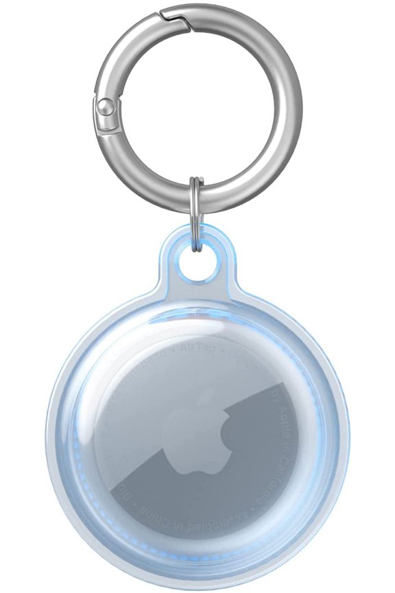 Compatible with AirTags Case, Clear Soft TPU AirTags Keychain Cover with Anti-Lost Ring Holder Accessories Protective Skin Cases for Apple AirTags Finder Tracker 2021, Clear Blue