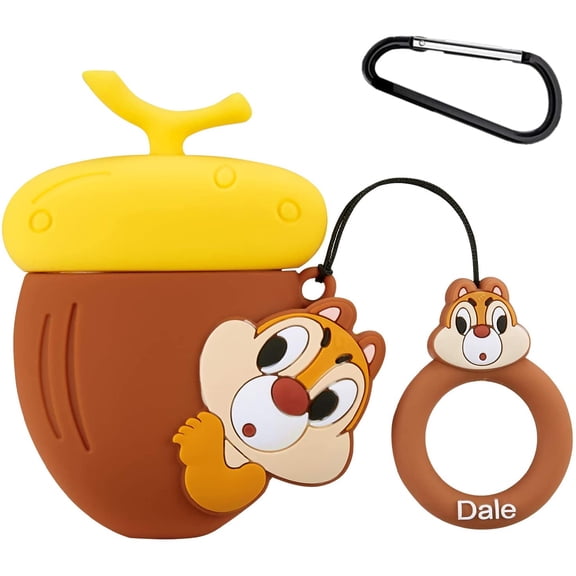 Compatible with Airpods 1&2 Case,Silicone 3D Cute Animal Fun Cartoon Character Airpod Cover,Kawaii Funny Fashion Cool Ring Design Skin,Shockproof Cases for Teens Girls Boys Air pods(Dale)