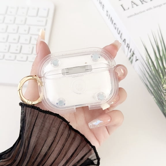 Compatible Airpods Case Cover Clear with Snapper Lock, Soft TPU Airpods Pro 2 Case Transparent Shockproof Protective Case for Airpods Pro 2 Ring Holder Case, Clear