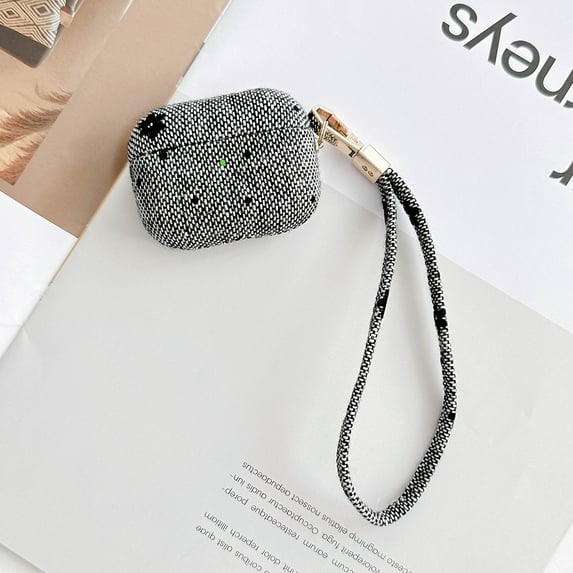 Compatible with Airpods Pro 2nd Gen 2022 Case for Women Girls, Stylish Flower Texture Protective Earbuds Cover Dustproof Anti-Scratch with Hand Strap Case for Apple AirPods Pro 2nd Gen, Gray