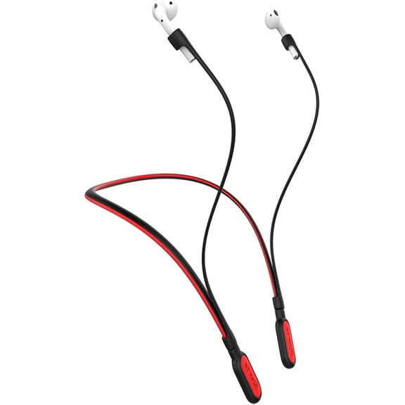Compatible Airpods Pro 3/2/1/ Airpod 4/3/2/1 Skin-Friendly Silicone Neckband Strap Lightweight Air pod Holder Anti-Lost Wire Cord for Gym Wireless Earbuds Headphone Strap (Red)
