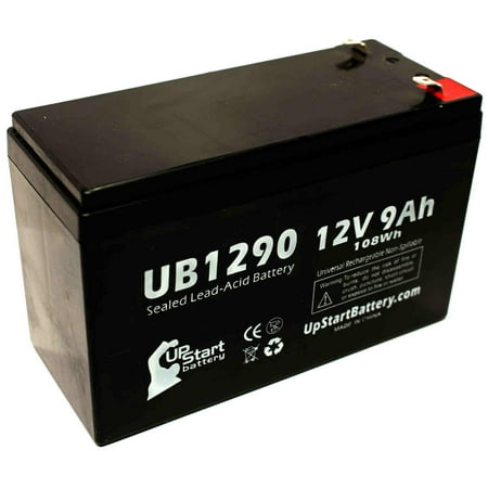 Compatible Alpha ALI Plus 700TXL Battery - Replacement UB1290 Universal Sealed Lead Acid Battery (12V, 9Ah, 9000mAh, F1 Terminal, AGM, SLA) - Includes TWO F1 to F2 Terminal Adapters