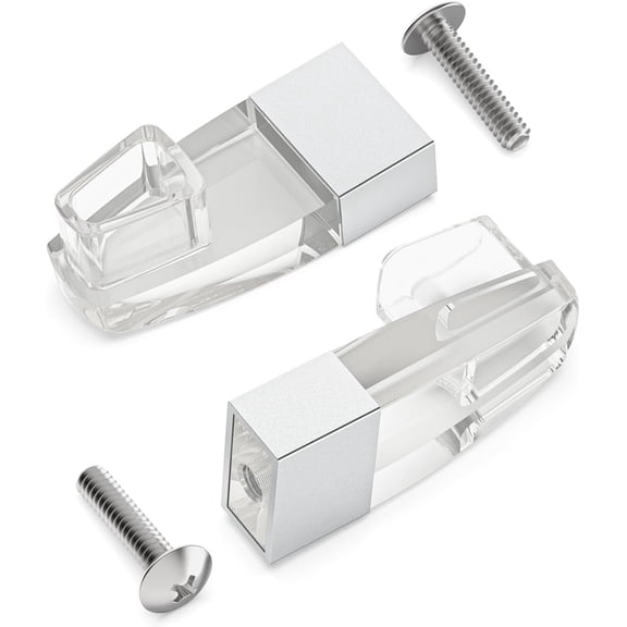 Compatible for Alumax Basco Shower Door Parts, Clear Acrylic Towel Bar Brackets with Chrome Sleeve for Sliding Glass Door Towel Rod Replacement, Set of 2