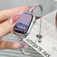 thumbnail image 1 of Compatible with Apple Watch 38/40/41/42mm(S10) Bracelet Strap Band,With Adjustable Chain,Slim Metal Sparkle Replacement Dressy Jewelry Bracelet Wrist Band with Bling Diamond,Silver, 1 of 6