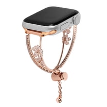 Compatible with Apple Watch 38/40/41/42mm(S10) Bracelet Strap,Luxury Bling Diamond Flowers Design,With Adjustable Metal Chain,Slim Exquisite Metal Adjustable Strap Bracelet Wrist Band,Rosegold