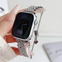 Compatible with Apple Watch 38/40/41/42mm(S10), Women Jewelry Rhinestone Metal Bling Bracelet Replacement Wristband Chain for iWatch Series 10 9 8 7 6 5 4 3 2 1 SE Ultra, Black