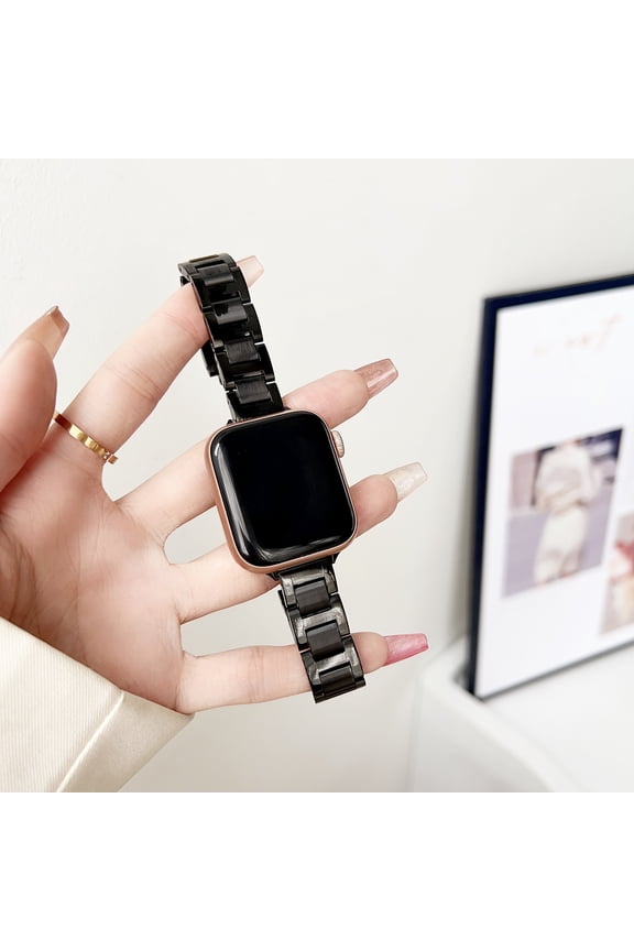 Compatible with Apple Watch 41mm 40mm 38mm Band, Stainless Steel Metal Chain, Watch Link Bracelet Strap, WristBand for Slim iWatch Strap Series 9 8 7 6 5 4 3 2 1 SE,Black