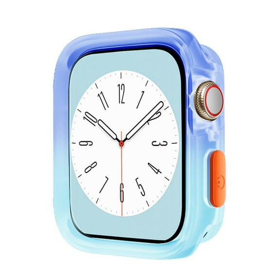 Compatible for Apple Watch 41mm 40mm Case, Translucent Silicone Rubber Watch Case Gradient Jelly Color Design TPU Bumper Case Full Protective Cover for iWatch Series 9/8/7/6/5/4/SE, Blue