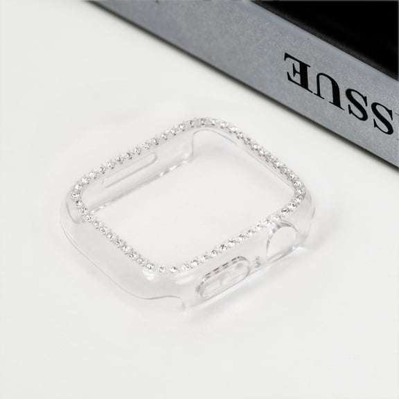 Compatible for Apple Watch 41mm Case for Apple Watch Series 9/8/7, Bling Glitter Crystal Diamond Rhinestone Thin Hard Bumper Hollow Out Protective Case for iWatch Series 9/8/7 41mm, Clear