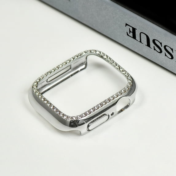 Compatible for Apple Watch 42mm Case for Apple Watch Series 10 42mm, Bling Glitter Crystal Diamond Rhinestone Ultra-Thin Hard Bumper Hollow Out Protective Case for iWatch Series 10 42mm, Silver