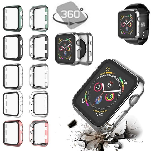 Compatible for Apple Watch 42mm Series 3/2/1 Tempered Glass Screen Protector with Hard Case, Takfox Full Coverage Easy Installation Cover for iWatch Accessories-Silver