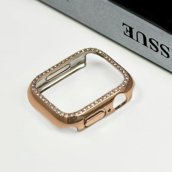 Compatible for Apple Watch 49mm Case for Apple Watch Ultra 2/1, Bling Glitter Crystal Diamond Rhinestone Thin Hard Bumper Hollow Out Protective Case for iWatch Ultra 2/1 49mm, Rosegold
