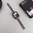 thumbnail image 1 of Compatible with Apple Watch Band 38mm 40mm 41mm Series 9 8 7 6 5 4 3 2 1 SE, Bling Replacement Bracelet iWatch Band, Diamond Rhinestone Stainless Steel Metal Wristband Strap, Black, 1 of 5