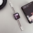 thumbnail image 1 of Compatible with Apple Watch Band 38mm 40mm 41mm Series 9 8 7 6 5 4 3 2 1 SE, Bling Replacement Bracelet iWatch Band, Diamond Rhinestone Stainless Steel Metal Wristband Strap, Silver, 1 of 6