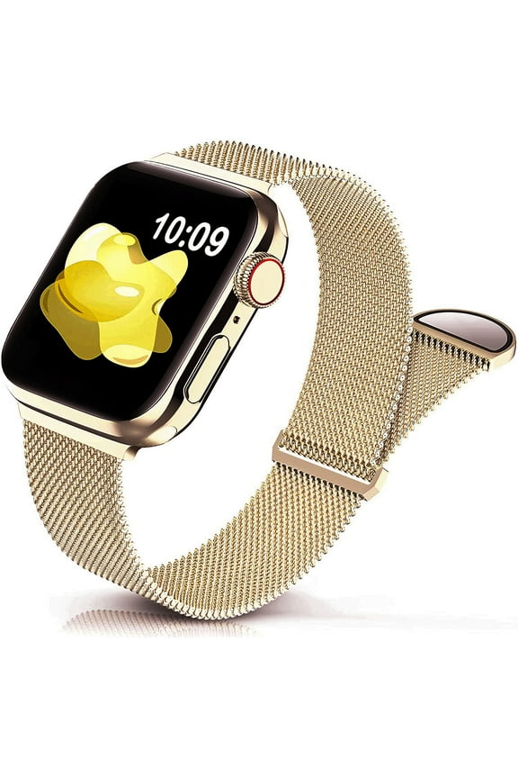 Compatible with Apple Watch Band 38mm 40mm 41mm Stainless Steel Loop Metal Mesh Bracelet with Adjustable Magnet Lock Wristbands for iWatch SE Series 7 6 5 4 3 2 1 Men Women-Vintage Copper