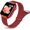 thumbnail image 1 of Compatible for Apple Watch Band 38mm 40mm 41mm , Stainless Steel Mesh Loop Band Adjustable Magnetic Replacement Wristband Compatible with iWatch Series 7 6 5 4 3 2 1 SE-Red, 1 of 3