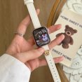 thumbnail image 1 of Compatible for Apple Watch Band 38mm 40mm 41mm Women Girls Boys, Slim Denim PU Leather Cute Bear Design Hand Strap Bracelet for iWatch Band Series SE 9 8 7 6 5 4 3 2 1, White, 1 of 7