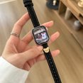 thumbnail image 1 of Compatible for Apple Watch Band 38mm 40mm 41mm Women Girls Boys, Slim Denim PU Leather Cute Bear Design Hand Strap Bracelet for iWatch Band Series SE 9 8 7 6 5 4 3 2 1, Black, 1 of 7