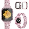thumbnail image 1 of Compatible for Apple Watch Band 38mm 40mm 42mm 44mm with Screen Protector Case, Jewelry Replacement Metal Band & 2-pack Bling Full Cover Protective Case for iWatch Series 6/5/4/3/2/1(Black), 1 of 11