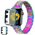 thumbnail image 1 of Compatible for Apple Watch Band 38mm 40mm 42mm 44mm with Screen Protector Case, Jewelry Replacement Metal Band & 2-pack Bling Full Cover Protective Case for iWatch Series 6/5/4/3/2/1(Black), 1 of 12
