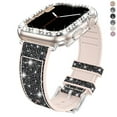 thumbnail image 1 of Compatible with Apple Watch Band 41mm with Case Women ,Blingbling Leather and Silicone Band with Diamond Case (without screen protector) for iWatch Series 7, 1 of 8