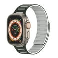 thumbnail image 1 of Compatible with Apple Watch Band 42(Series 1/2/3)/44/45/46/49mm, Bicolor Silicone Magnetic Adjustable Strap for iWatch Ultra SE Series 10 9 8 7 SE 6 5 4 3 2 1, Breathable Sport Band, Dark Green+White, 1 of 8