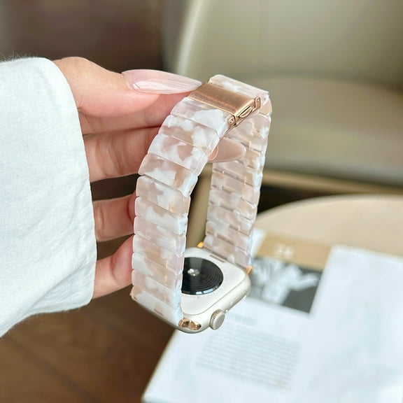 Compatible With Apple Watch Band 42(Series 1/2/3)/44/45/46/49mm, Thin Light Resin Strap Bracelet With Metal Buckle Replacement for iWatch SE Series 10 9 8 7 Ultra 6 5 4 3 2 1 for Women Men, B