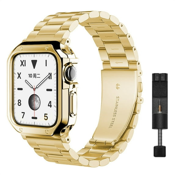 Compatible For Apple Watch Band 42mm 44mm 45mm 38mm 40mm 41mm, Stainless Steel iWatch wristbands With TPU Frame Case for Apple Watch Series 9/8/7/6/5/4/3/2/1/SE/Ultra 2
