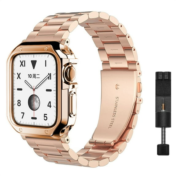 Compatible For Apple Watch Band 42mm 44mm 45mm 38mm 40mm 41mm, Stainless Steel iWatch wristbands With TPU Frame Case for Apple Watch Series 9/8/7/6/5/4/3/2/1/SE/Ultra 2