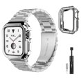 thumbnail image 1 of Compatible Apple Watch Band 42mm 44mm 45mm 38mm 40mm 41mm, Stainless Steel iWatch wristbands with 2 Case for Apple Watch Series 7/6/5/4/3/2/1/SE, 1 of 9