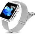 thumbnail image 1 of Compatible for Apple Watch Band 42mm 44mm 45mm 49mm, Stainless Steel Mesh Loop Band Adjustable Magnetic Replacement Wristband Compatible with iWatch Series 8 7 6 5 4 3 2 1 SE, Silver, 1 of 7