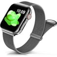 thumbnail image 1 of Compatible for Apple Watch Band 42mm 44mm 45mm , Stainless Steel Mesh Loop Band Adjustable Magnetic Replacement Wristband Compatible with iWatch Series 7 6 5 4 3 2 1 SE-Grey, 1 of 2